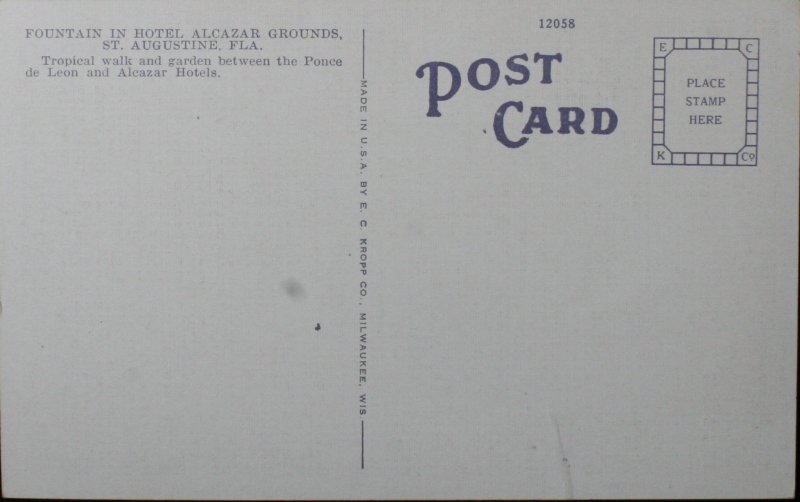 Fountain in Hotel Alcazar Grounds St. Augustine, FL