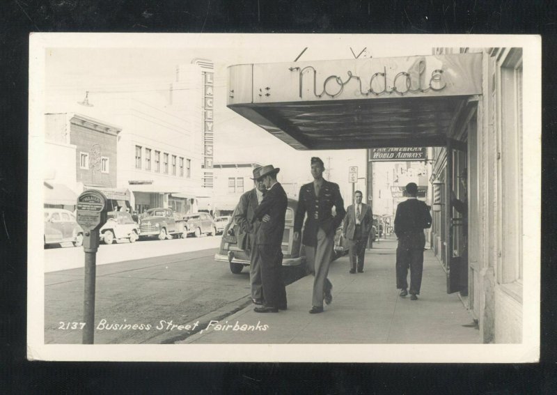 RPPC FAIRBANKS ALASKA DOWNTOWN BUSINESS STREET SCENE REAL PHOTO POSTCARD