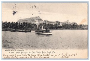 1901 Royal Poinciana Lake Worth Steamer Port Dock Palm Beach Florida FL Postcard 