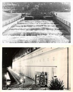 RPPC, OR Oregon  BONNEVILLE DAM  Powerhouse & Fish Ladder  *2* c1940's Postcards