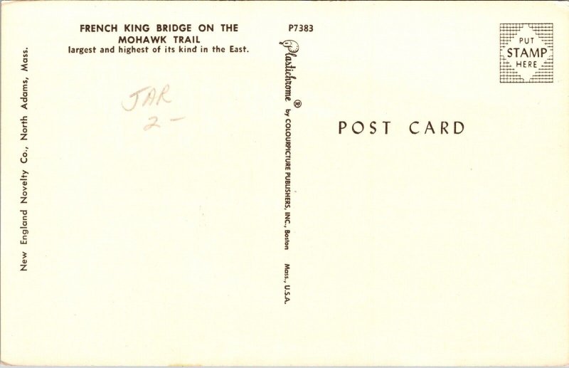 French King Bridge Mohawk Trail Massachusetts Scenic Landscape Chrome Postcard 