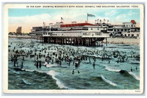 c1920's Surf Murdoch's Bath House Seawall Boulevard Galveston Texas TX Postcard