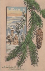 Frohliche Weihnachten Switzerland Old Chestnut Tree Greetings Postcard