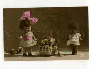 488094 BIRTHDAY Greeting African American DOLL Gift Vintage PHOTO postcard