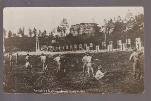 Camp Douglas WISCONSIN RPPC c1918 US ARMY Revolver PISTOL RANGE PRACTICE WI KB