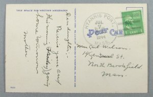 Wychmere Harbor, Harwichport, Cape Cod MA 1944 Postcard (#7952)