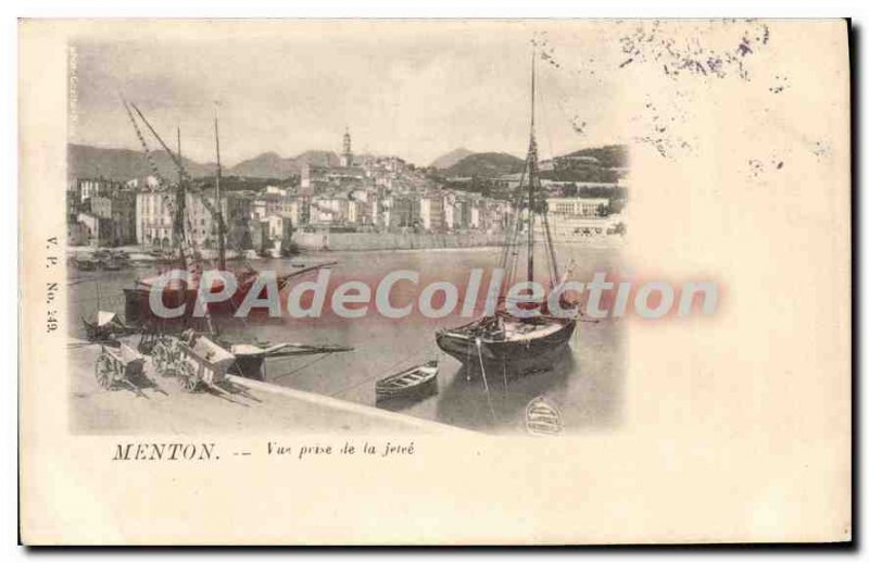 Old Postcard Menton View taken De La Jetee