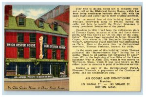 Ye Old Oyster House Union Street Boston Massachusetts MA Vintage Postcard 