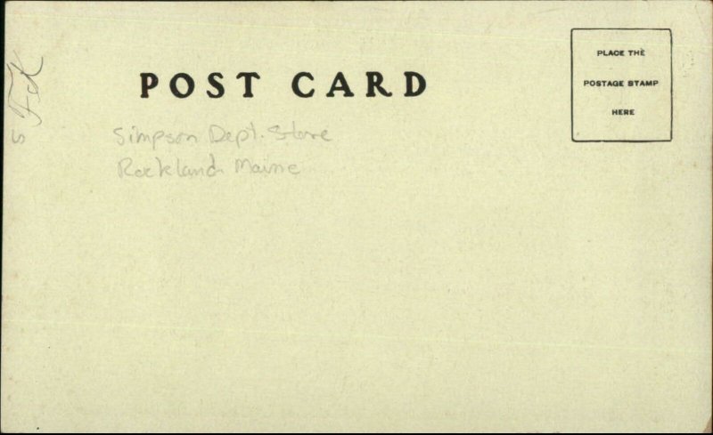 Simonton's Carpet Dept Simpson's Department Store Rockland ME on Back c1905 