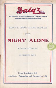 Night Alone Comedy Antique Dalys Theatre Programme