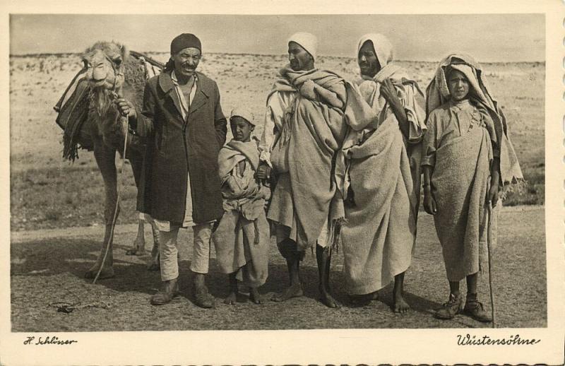 libya, Group of Native Men, Sons of the Desert (1940s) H. Schlösser Photo