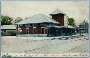 CORTLAND NY RAILROAD STATION 1907 ANTIQUE POSTCARD railway train depot