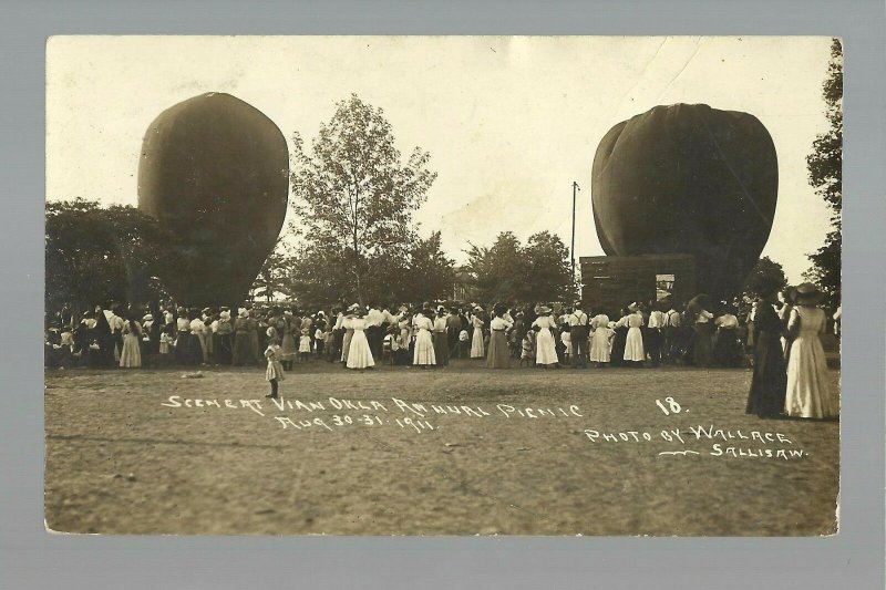 Vian OKLAHOMA RPPC 1911 BALLOON LAUNCH Ascension 2 BALLOONS! nr Muskogee Salisaw