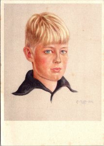 1930s Mint Germany WWII Youth young boy Color Picture Postcard Cover PPC