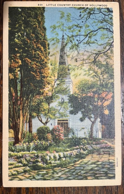 Vintage Postcard 1936 The Little Country Church of Hollywood California (CA)