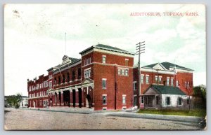 Topeka Kansas~Auditorium Bldg Street View~PM 1908~Made In Germany~Vtg Postcard