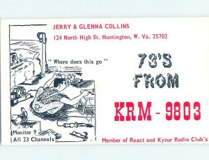 Pre-1980 RADIO CARD - CB HAM OR QSL Huntington West Virginia WV AH0685