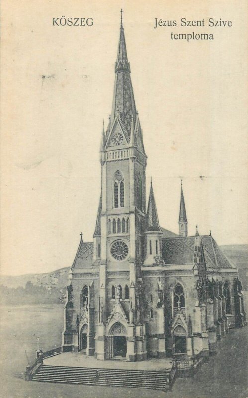 Hungary Kőszeg church of Sacred Heart of Jesus publishing RÓTH JENÖ postcard