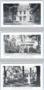 3 Postcards WISCASSET, ME ~ Smith House, Chase House, Marean House c1940s