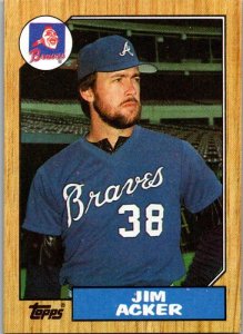 1987 Topps Baseball Card Dan Acker Atlanta Braves sk3093