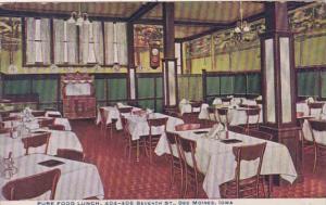 Iowa Des Moines Pure Food Lunch Dining Room 1909