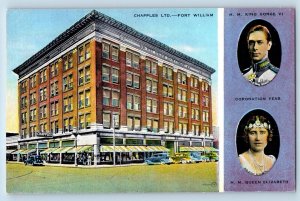 Fort William Ontario Canada Postcard Chapples LTD Building Street View Cars