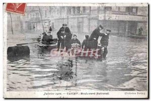 Clichy - Boulevard National - January 1910 - Flooding - Old Postcard