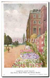 Old Postcard Hampton Court Palace East Broad Front Walk and Border