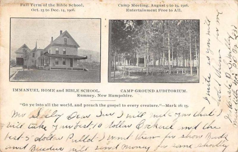 Rumney New Hampshire Immanuel Home and Bible School Vintage Postcard JD933728