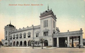 SAVANNAH UNION STATION TRAIN DEPOT SAVANNAH GEORGIA POSTCARD (c. 1910) !!