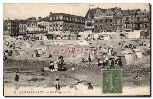 Old Postcard Mers les Bains Beach