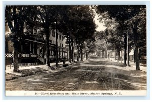 HOTEL ROSENBERG MAIN STREET VIEW SHARON SPRINGS NY REAL PHOTO RPPC POSTCARD GB7