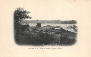 B91647  africa railway station train ivory coast Abidjan lagoon station