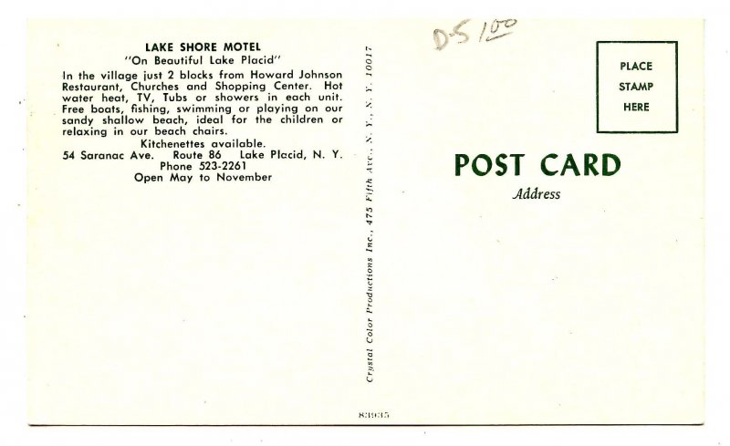 NY - Lake Placid. Lake Shore Motel on Lake Placid