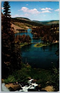 Postcard Mammoth Lakes California CA Twin Lakes Pine Mountains 1960s Chrome