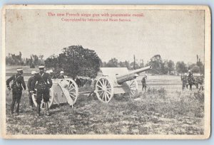 France Postcard New French Siege Gun with Pneumatic Recoil Cannon c1920's