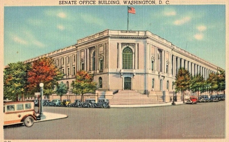 Vintage Postcard Senate Office Building Washington DC Capitol Grounds
