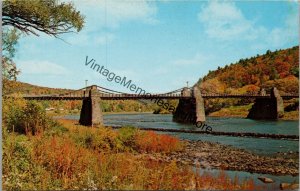 Suspension Bridge over Delaware River Between PA and NY Postcard PC264