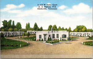 Linen Postcard A and W Motor Court in Clarksville, Tennessee~137671