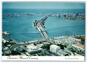 Clearwater Florida FL Postcard Air View Memorial Causeway Beach c1960's vintage