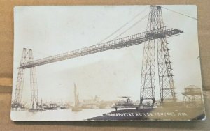 VINTAGE 1910 USED REAL PHOTO PC - NEWPORT TRANSPORTER BRIDGE, USK RIVER, WALES