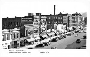 Olean NY North Union Street Westbrook Academy Old Cars Sears Store RPPC