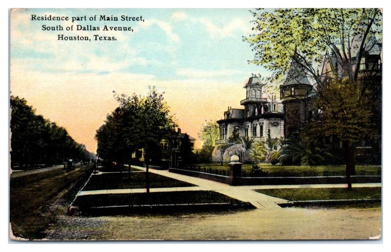 1911 Main Street Homes, South of Dallas Avenue, Houston, TX Postcard