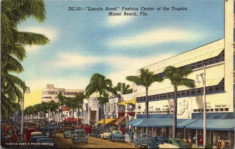 Lincoln Road, Fashion Center of Tropics, Miami Beach Street Scene Postcard Y01
