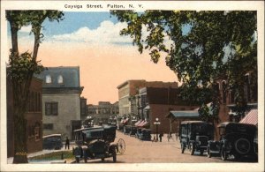 Fulton New York NY Cayuga Street Scene Vintage Postcard