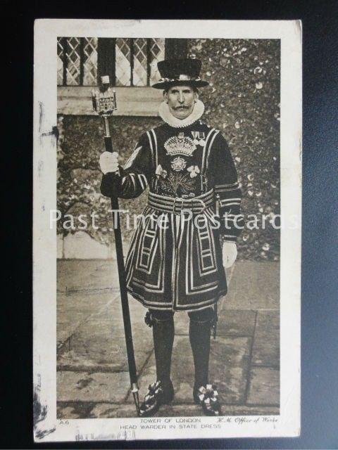 c1932 London: HEAD WARDER IN STATE DRESS, Tower of London YEOMAN