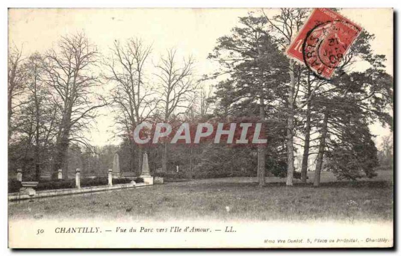 Old Postcard Chantilly View Park towards the Island of love