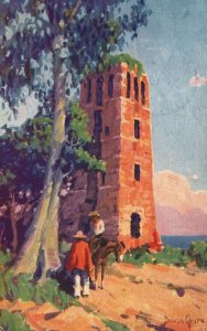 Vintage Postcard 1931 The Cathedral Ruins Old Panama Art Painting