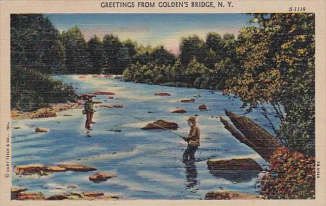 New York Greetings From Golden's Bridge 1952 Curteich