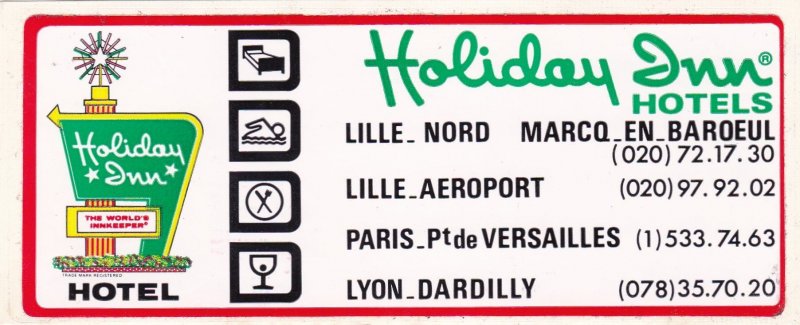 France Lille Paris Leon Holiday Inn Vintage Luggage Label sk3450.1